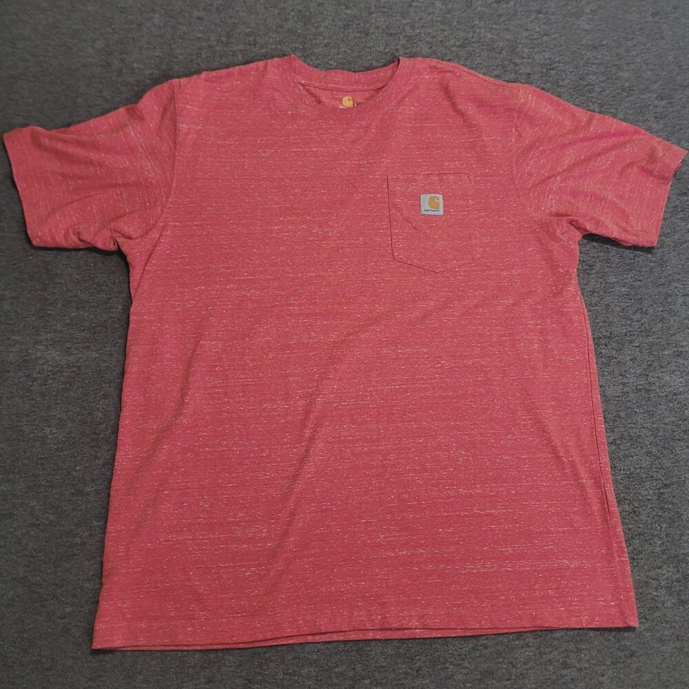 Carhartt Large t-shirt original fit top men pocket short sleeve orange crew neck